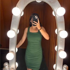 Amazon Green Ruched Mini Dress